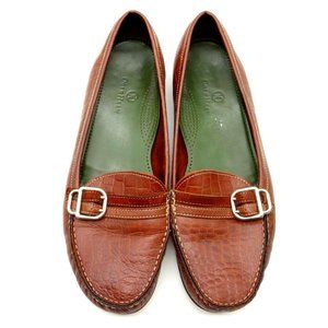 Cole Haan Brown Leather Buckle Toe Slip On Low Heel Flats Shoes Women's 10 B